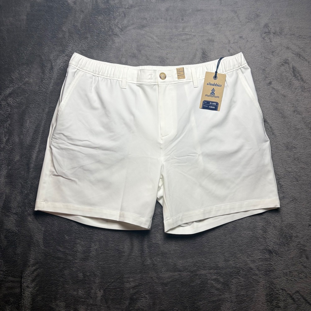 Chubbies Everywear Shorts Men XXL White Solid 6" Inseam The Vannas Stretch New